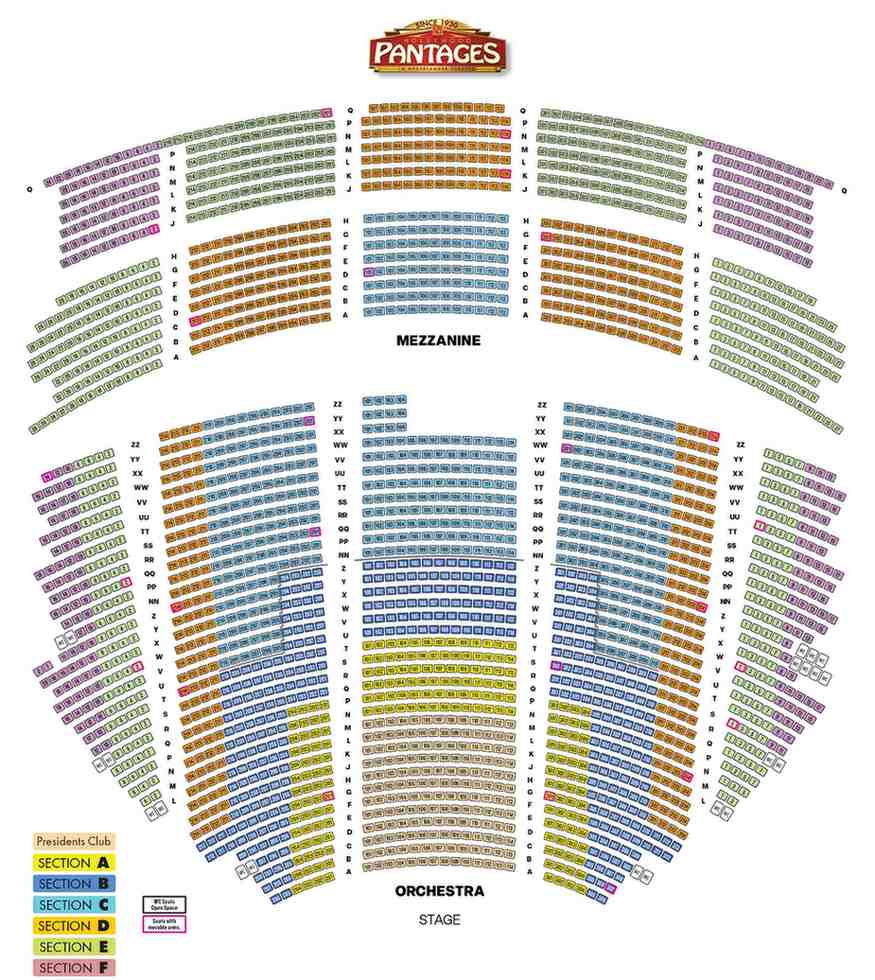 Pantages Theatre Seating Chart